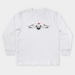 Festive DJI Mini 3 Pro Santa hat with beard Kids Long Sleeve T-Shirt